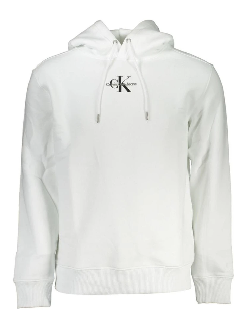 White Cotton Men's Sweater with Hood