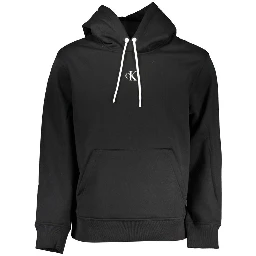 Black Polyester Men Sweater with Hood