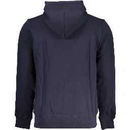 Blue Cotton Men Sweater with Hood