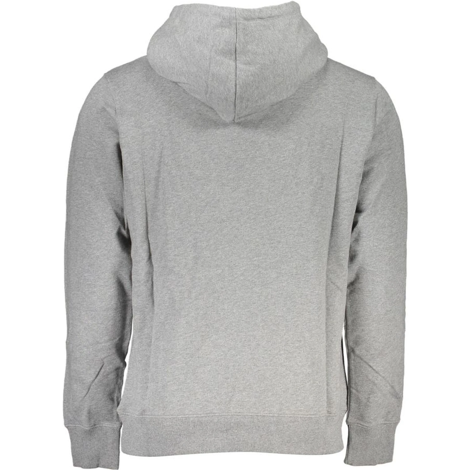 "Gray Cotton Men Sweater with Hood and Central Pocket"