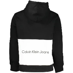 Black Polyester Men Sweater with Hood
