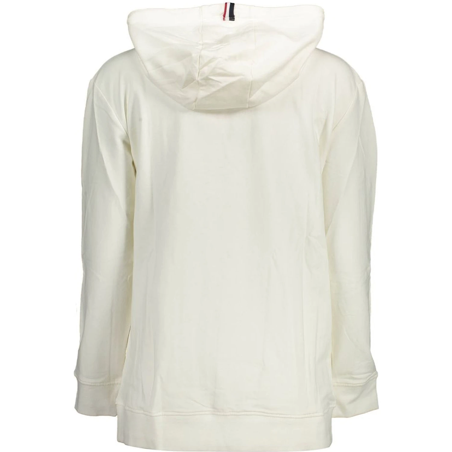 White Cotton Women Sweater with Hood and Pockets
