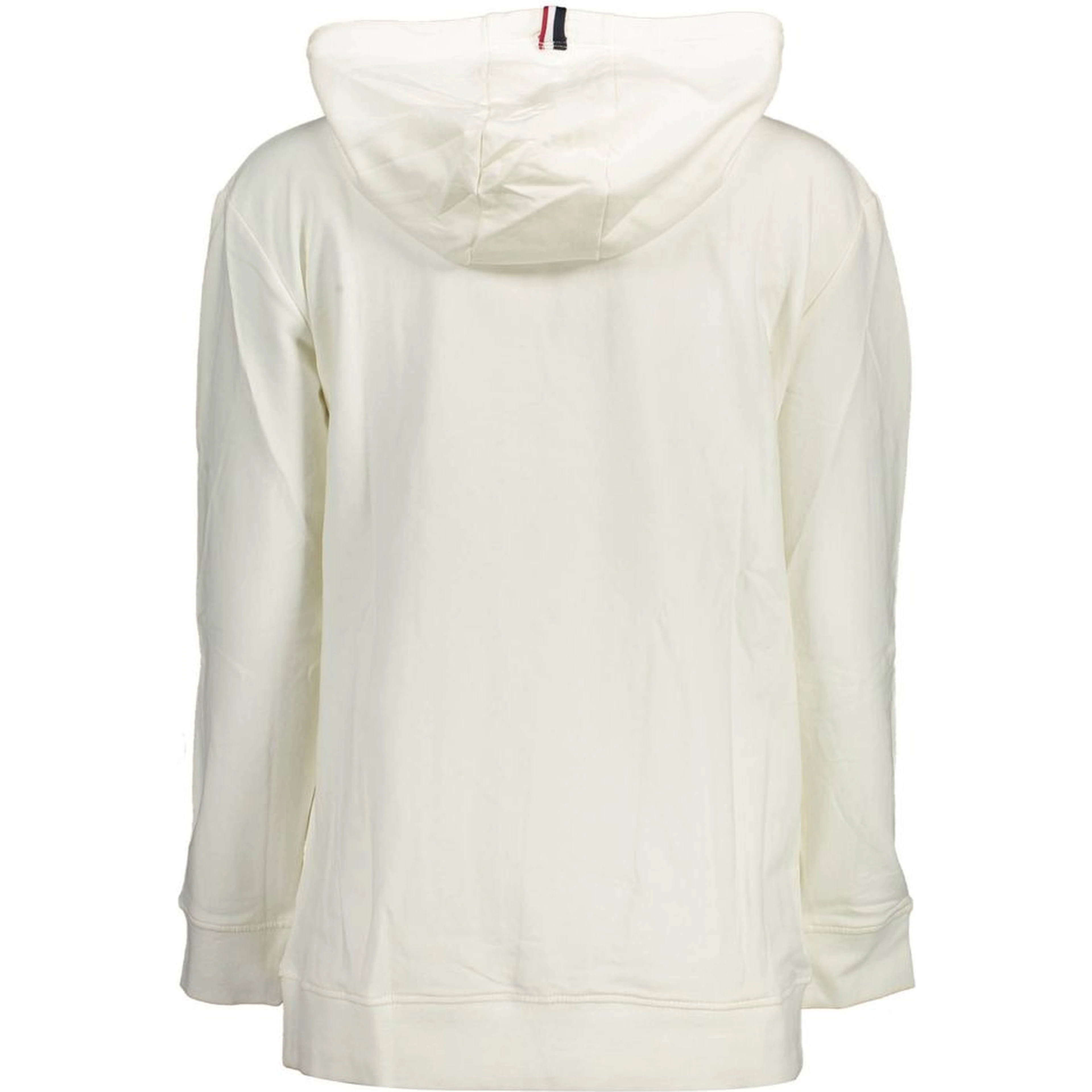 White Cotton Women Sweater with Hood and Pockets
