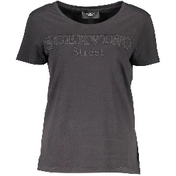 Black Cotton Women T-Shirt
