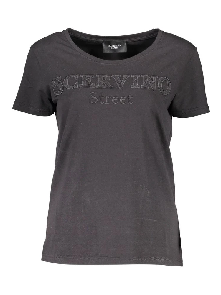 Black Cotton Women T-Shirt