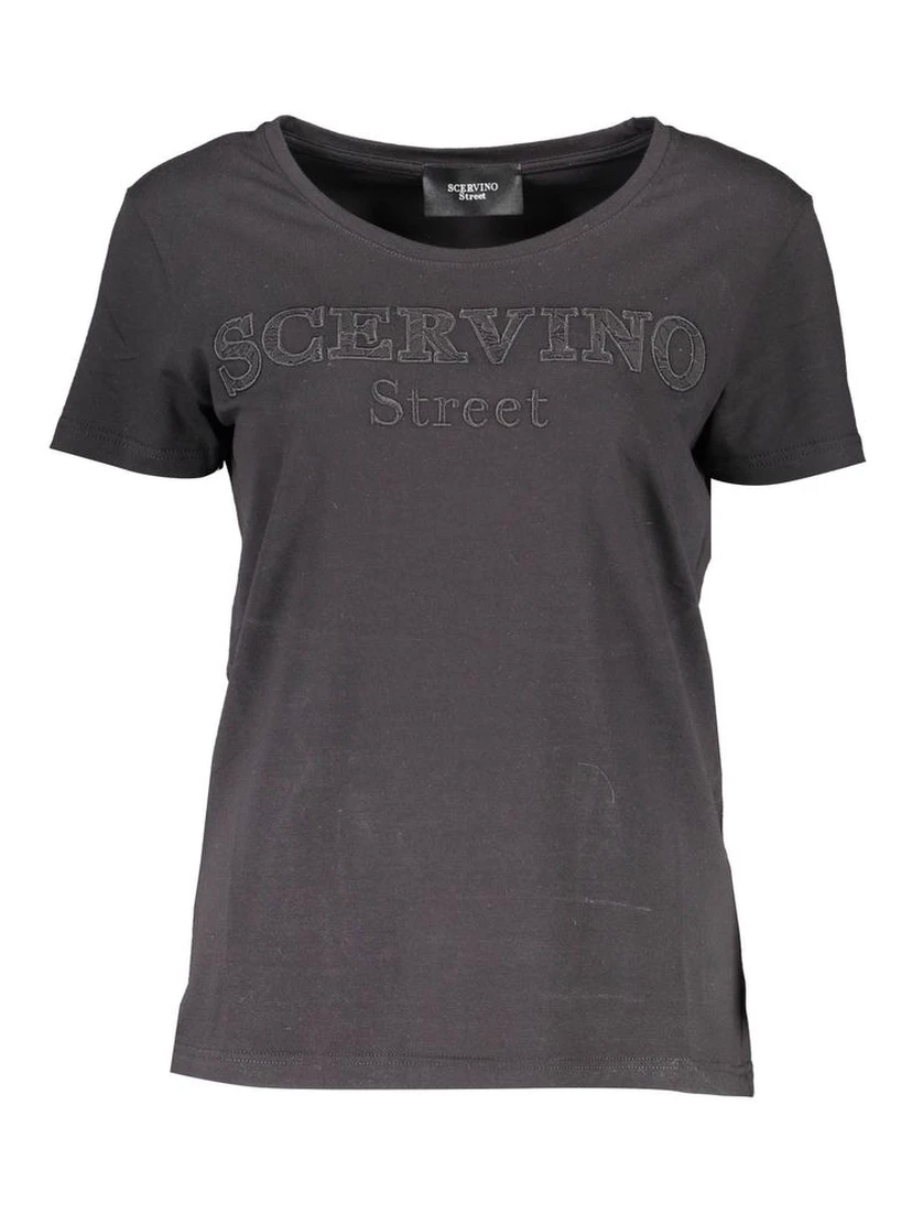 Black Cotton Women T-Shirt