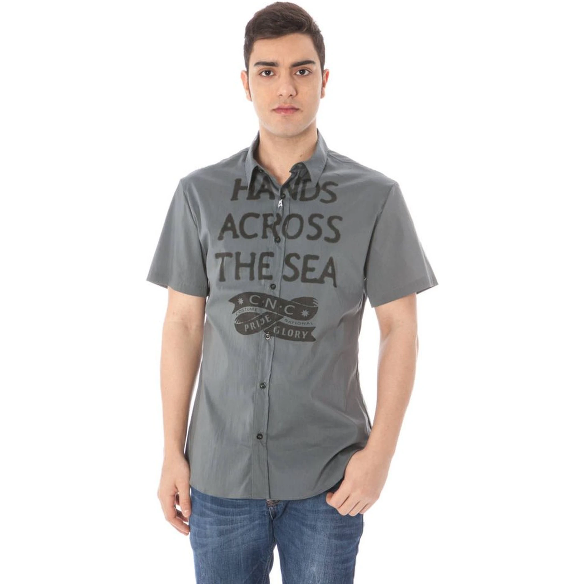 Grigio Cotone Mens Shirt