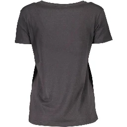 Black Cotton Women T-Shirt