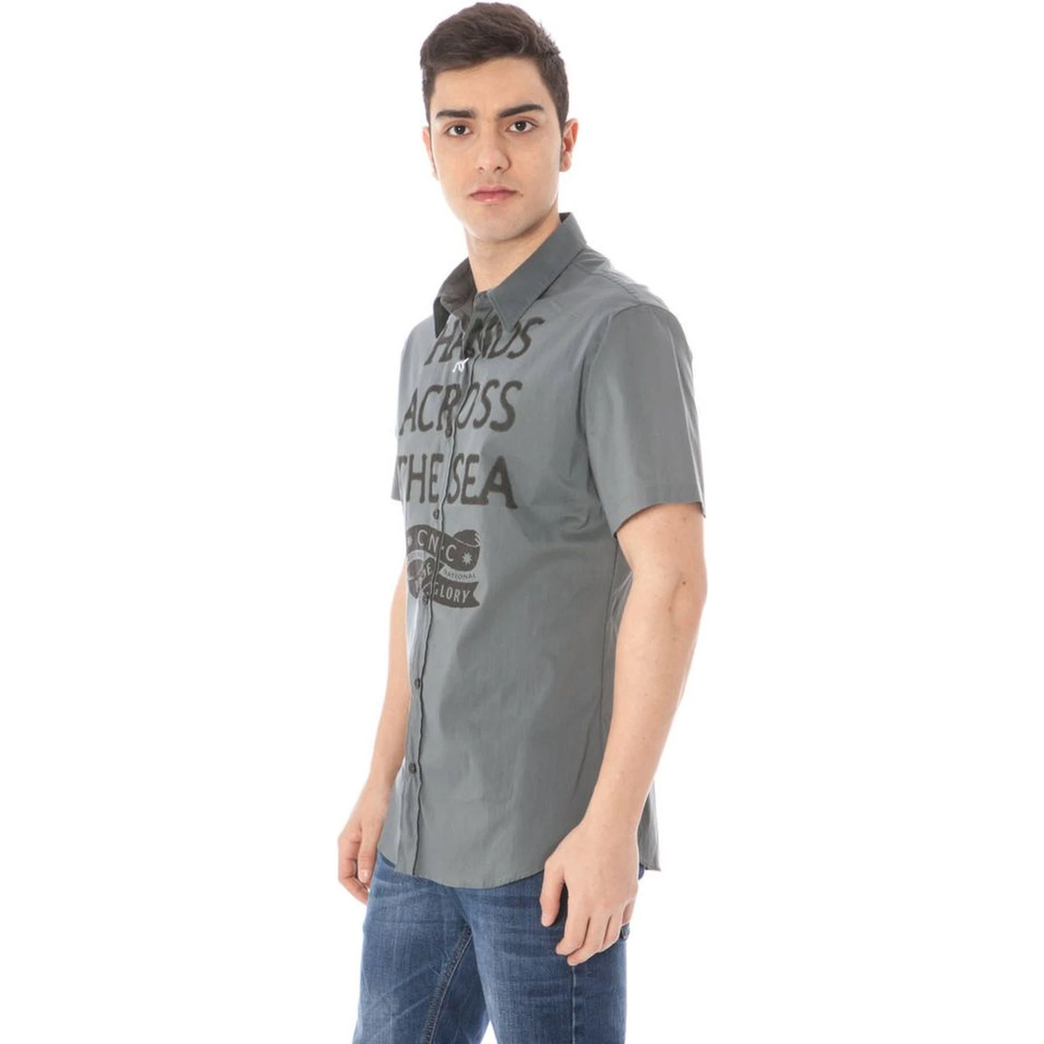 Grigio Cotone Mens Shirt
