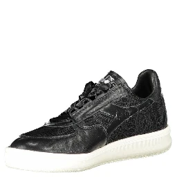 Black Leather Women Sneaker