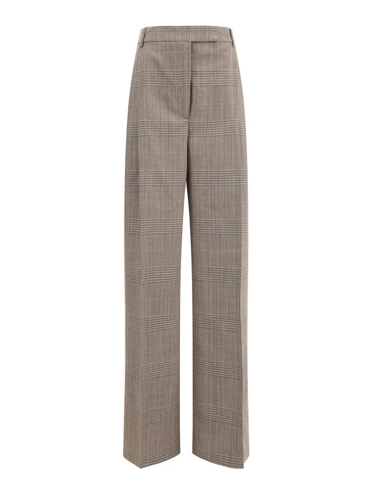 Beige Fleece Wool Casual Pants