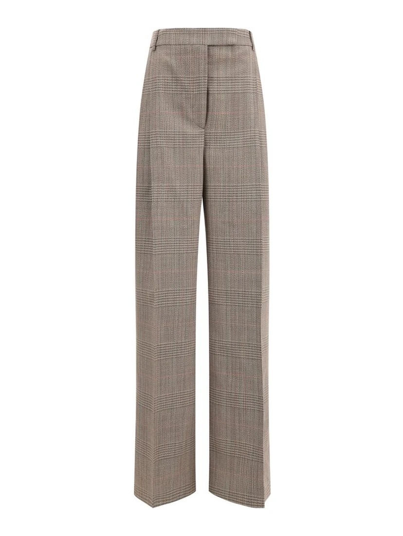 Beige Fleece Wool Casual Pants