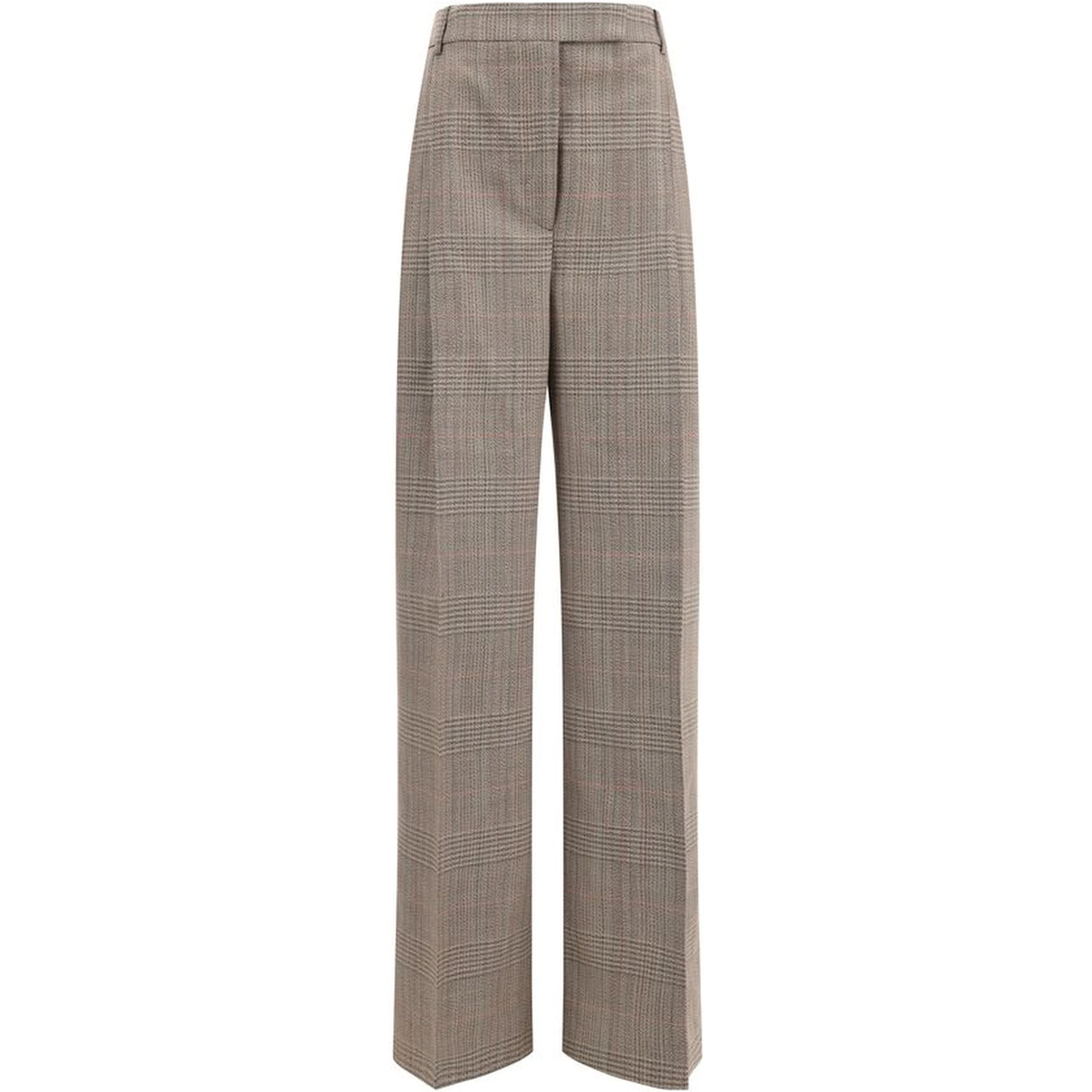 Beige Fleece Wool Casual Pants