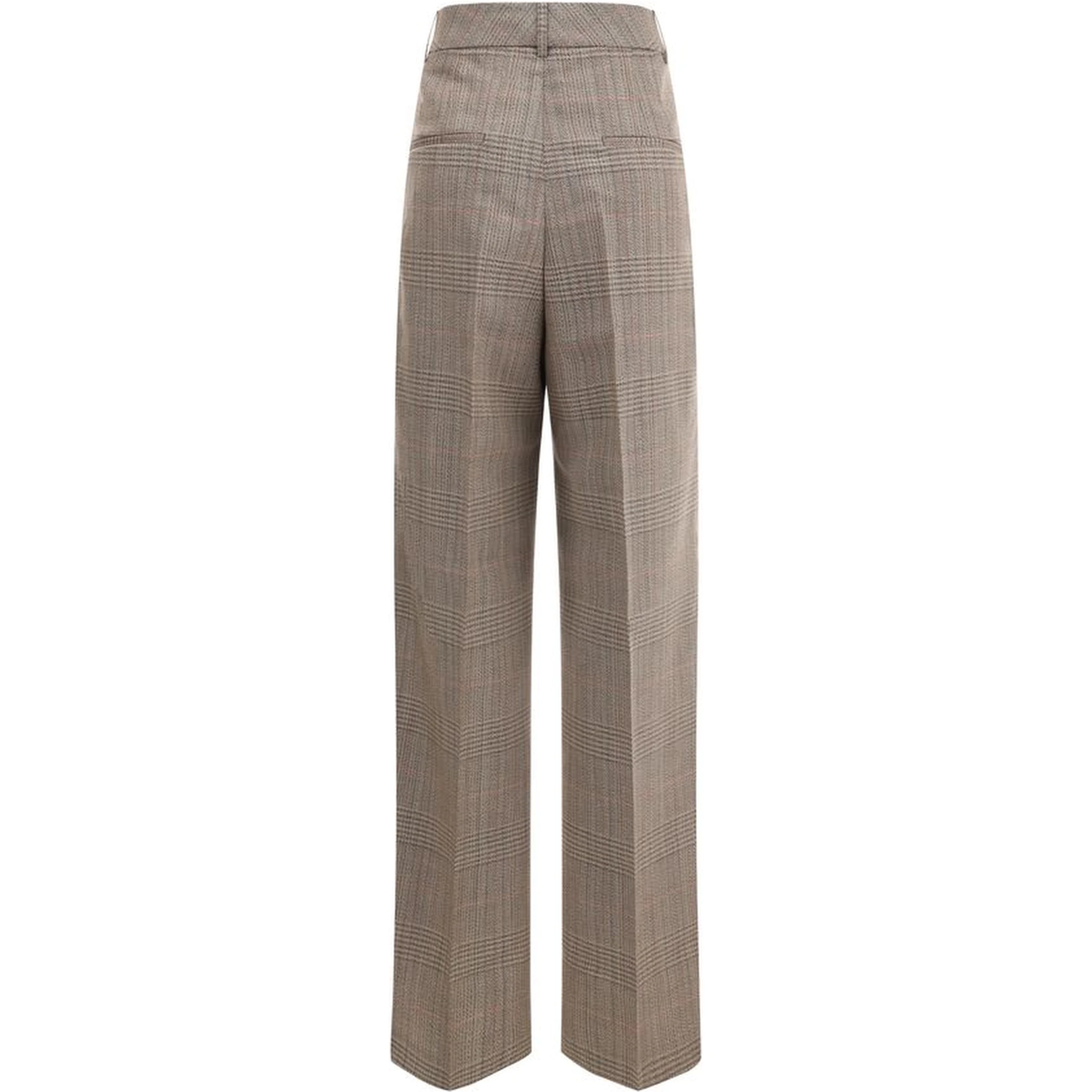 Beige Fleece Wool Casual Pants