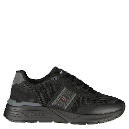 Black Polyester Mens Sneaker