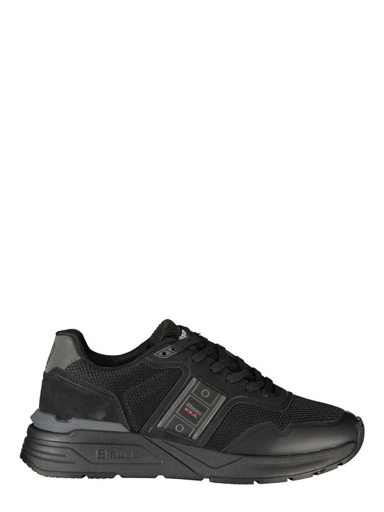 Black Polyester Mens Sneaker