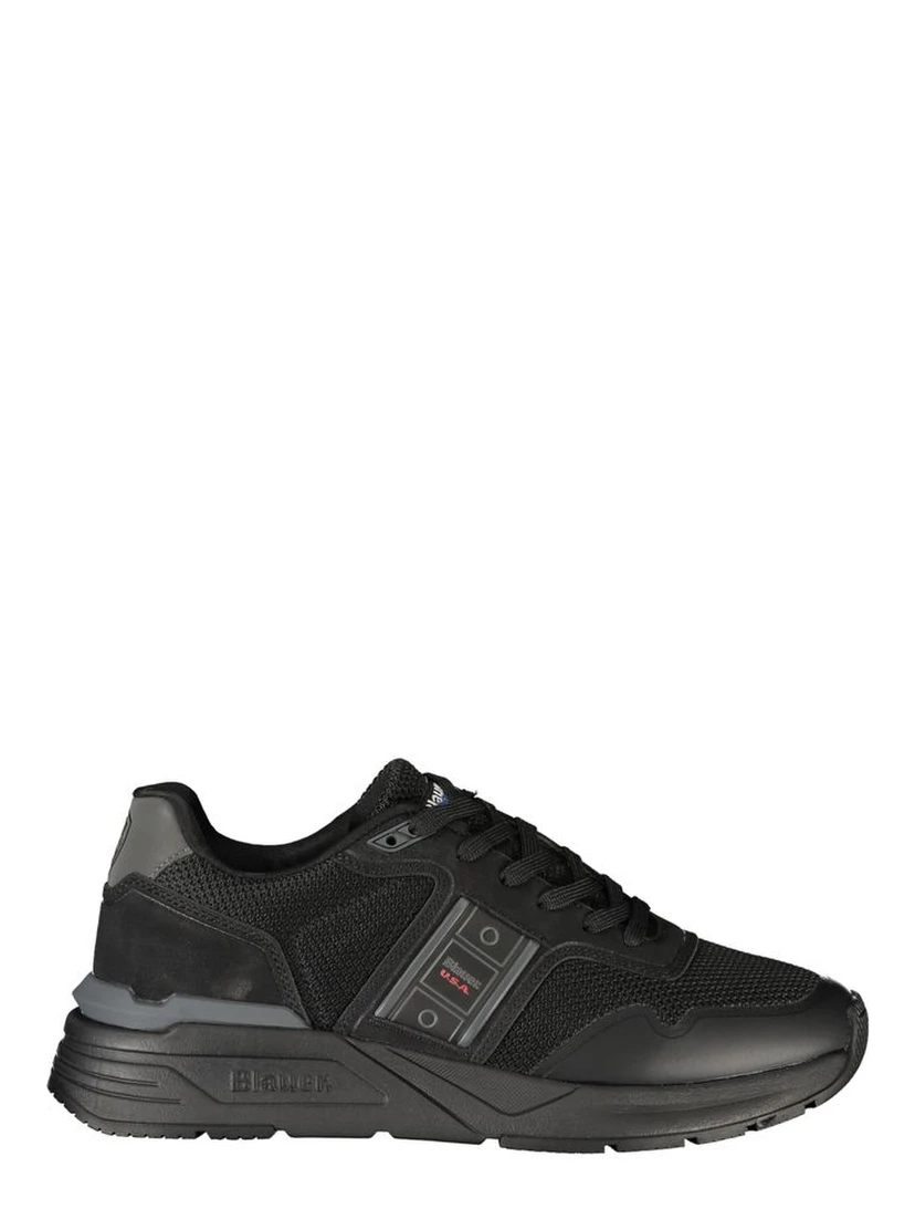 Black Polyester Mens Sneaker