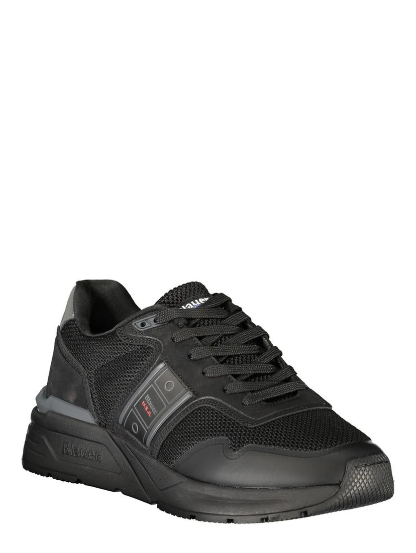 Black Polyester Mens Sneaker