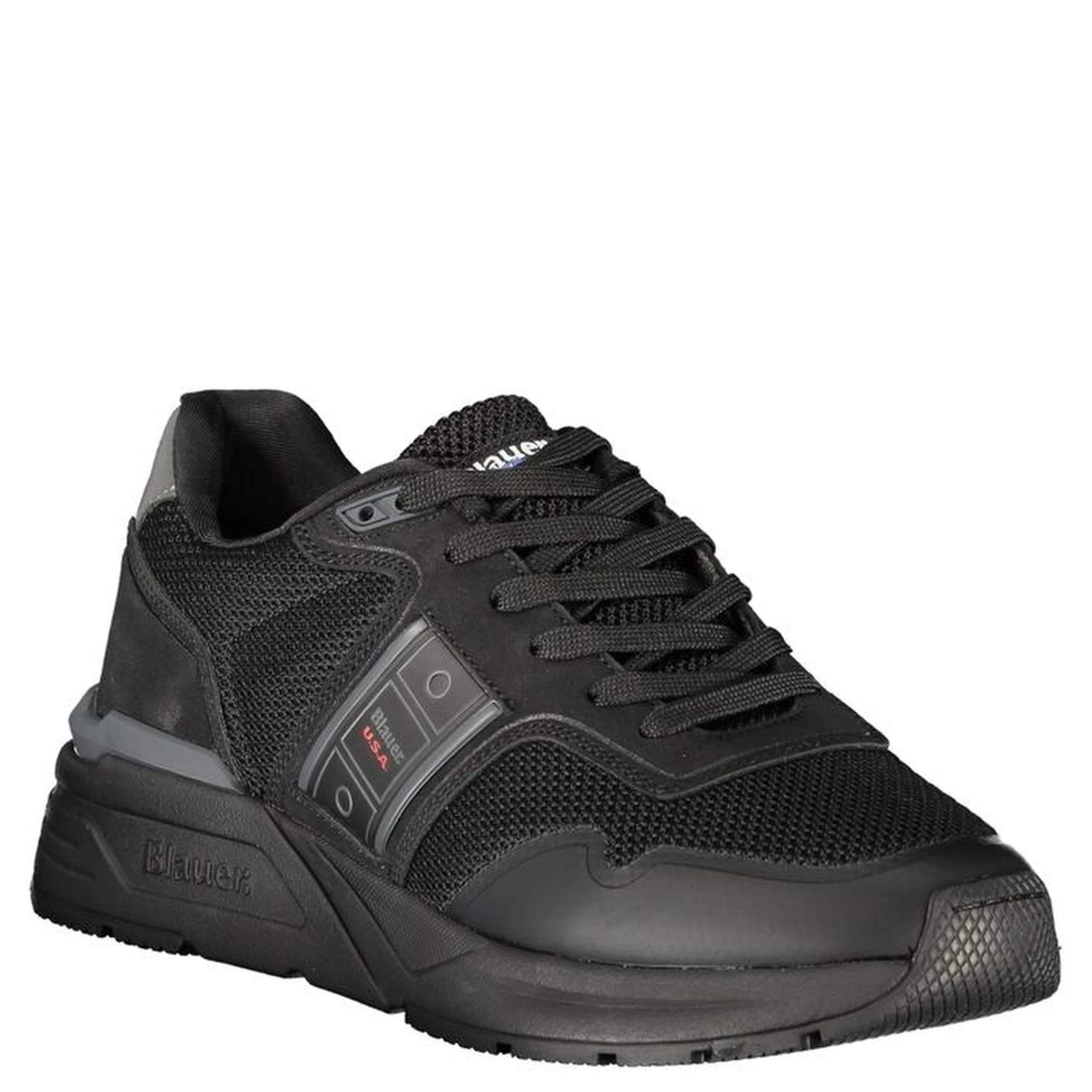 Black Polyester Mens Sneaker