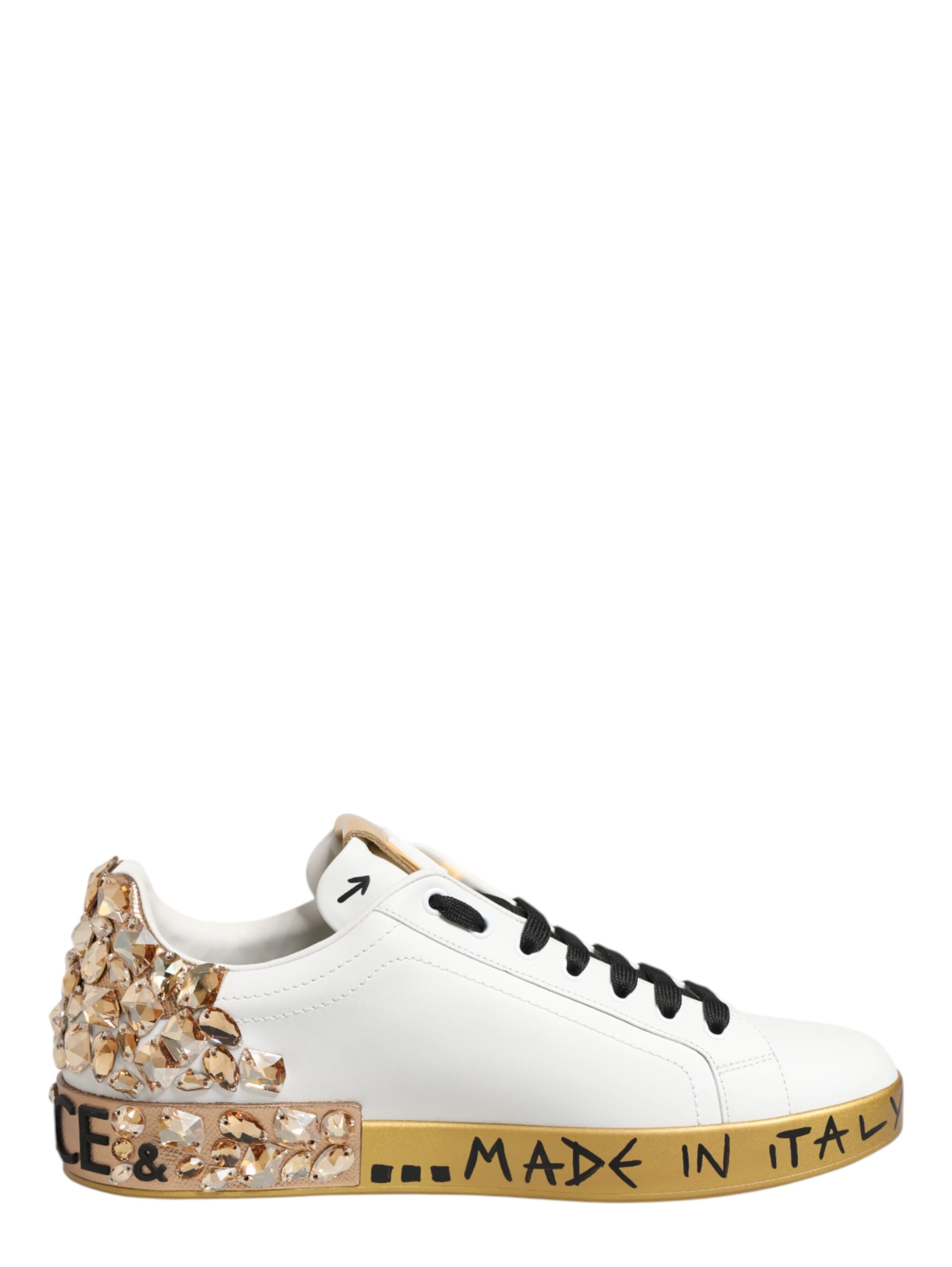 White Gold Crystal Portofino Sneakers Shoes