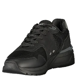 Black Polyester Mens Sneaker