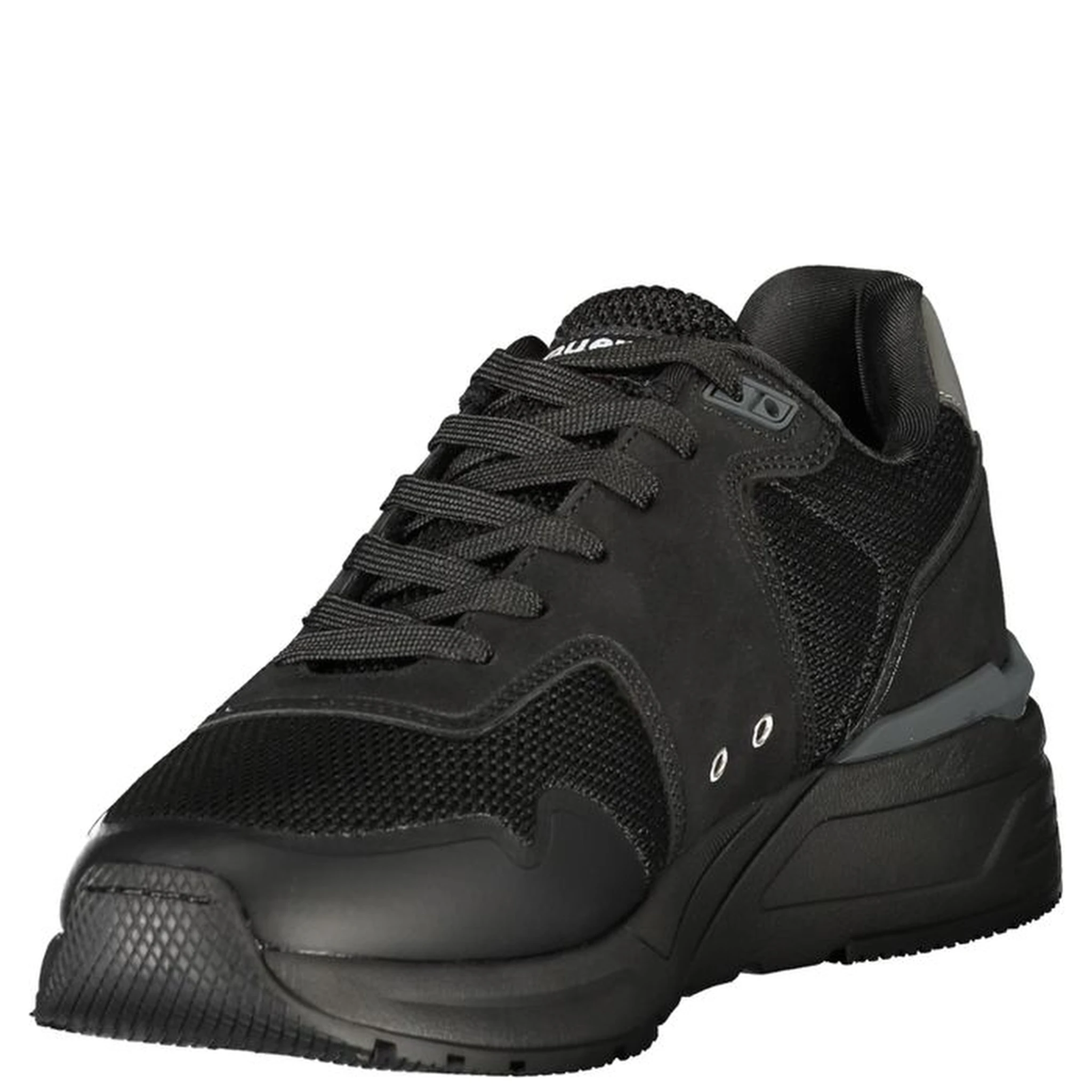 Black Polyester Mens Sneaker