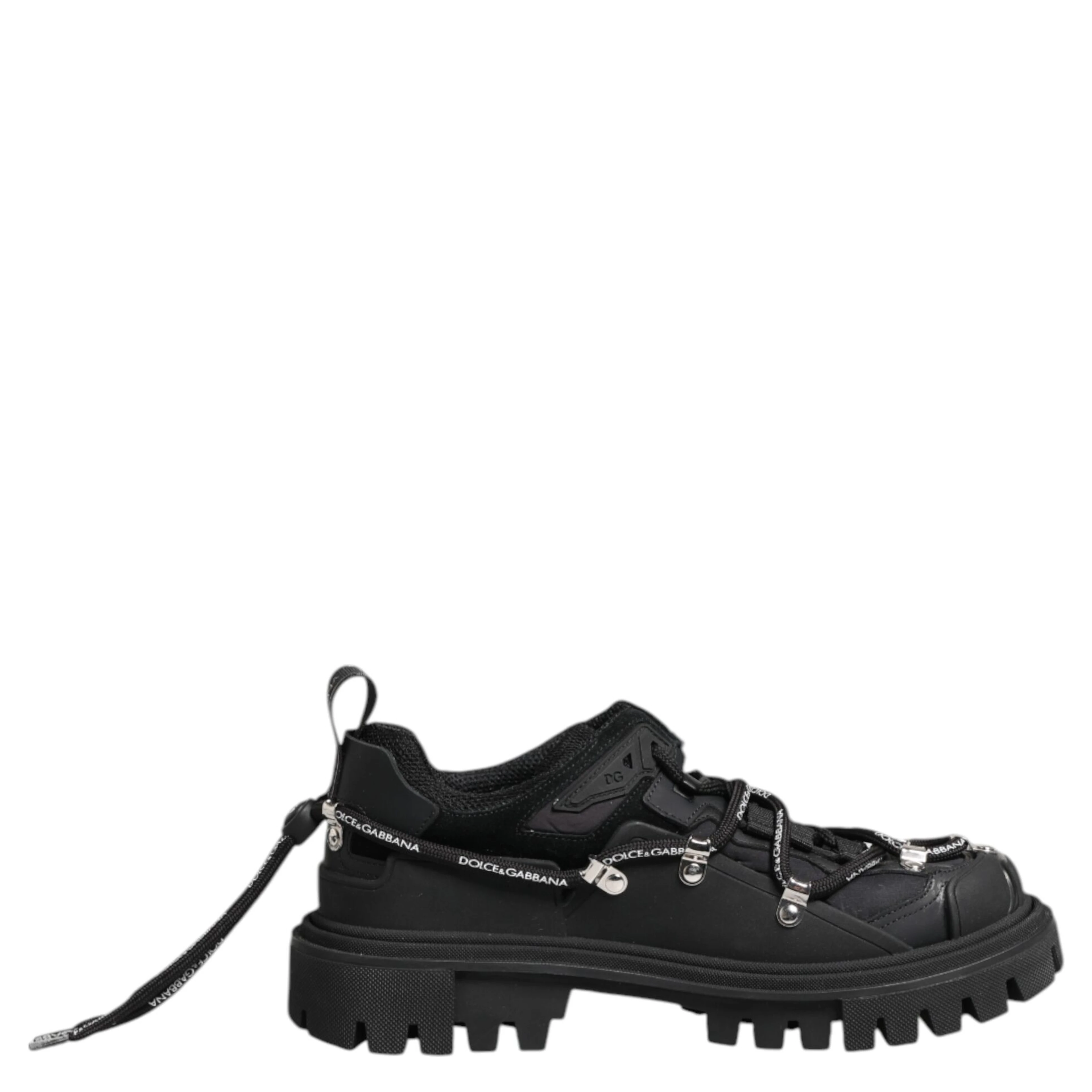 Black Low Top Lace Up Trekking Sneakers Shoes