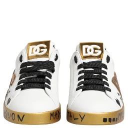 White Gold Crystal Portofino Sneakers Shoes