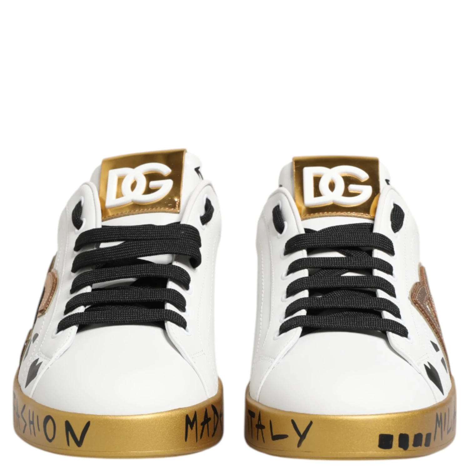 White Gold Crystal Portofino Sneakers Shoes