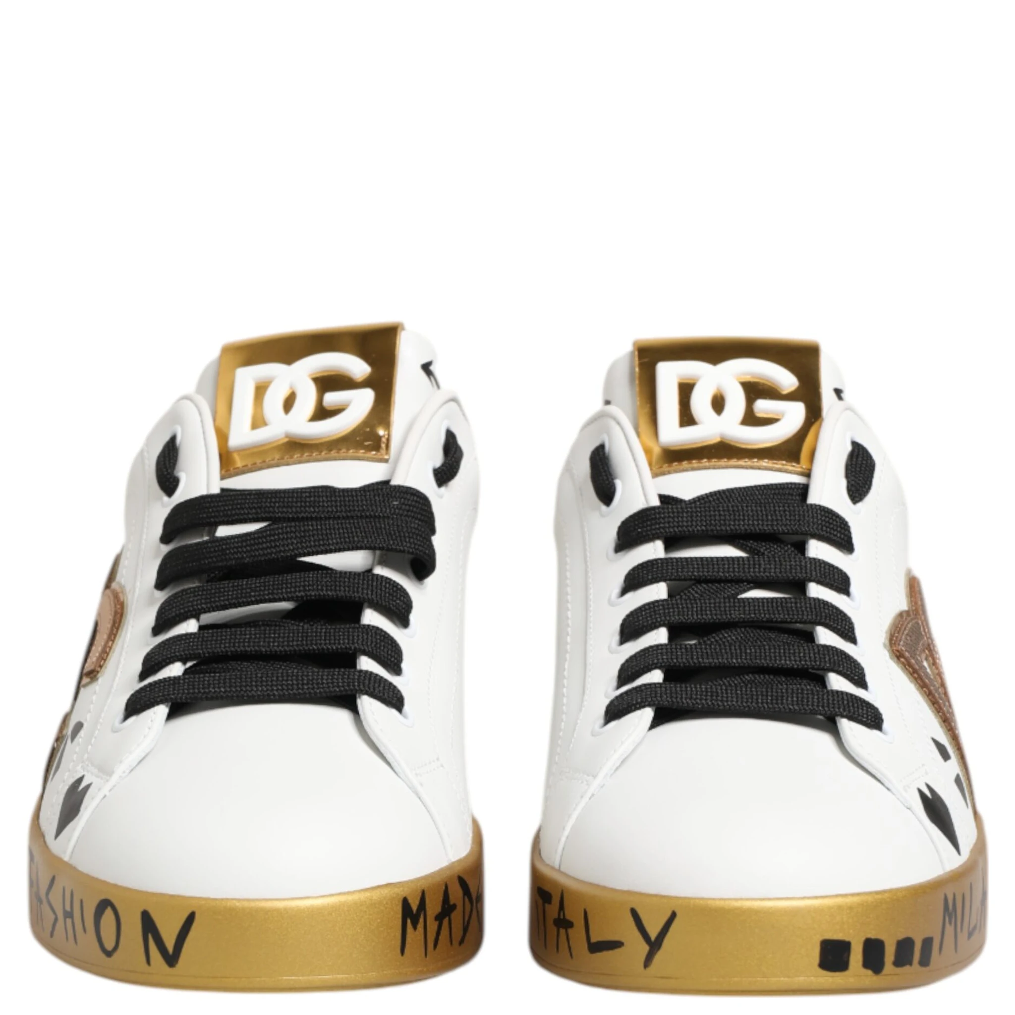 White Gold Crystal Portofino Sneakers Shoes