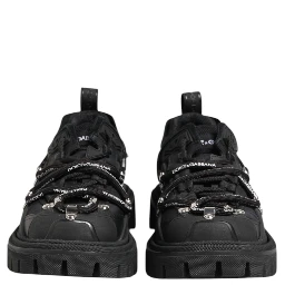 Black Low Top Lace Up Trekking Sneakers Shoes