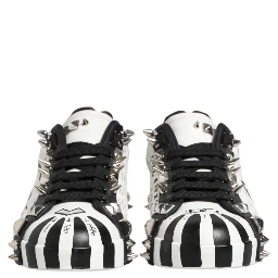 Black White Studded Low Top Sneakers Shoes