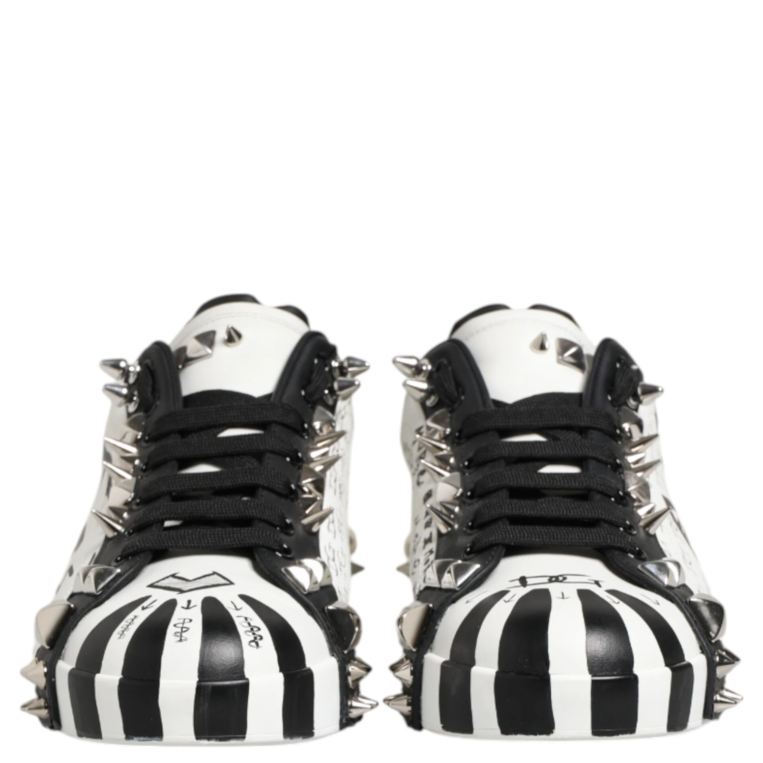 Black White Studded Low Top Sneakers Shoes