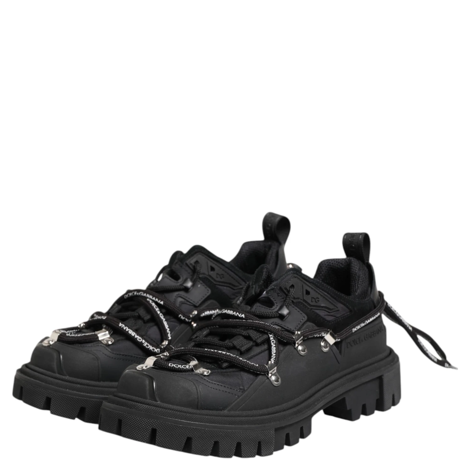 Black Low Top Lace Up Trekking Sneakers Shoes