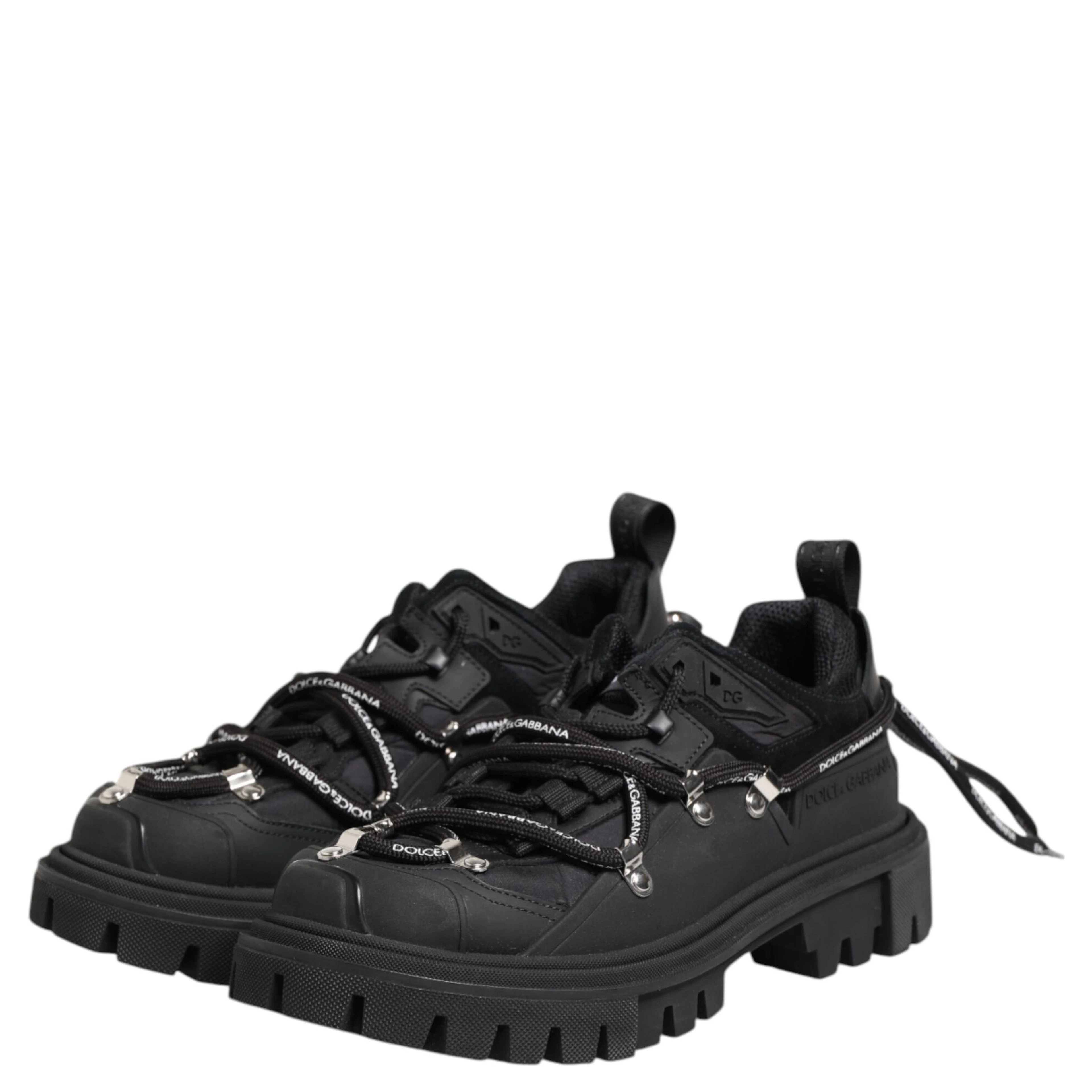 Black Low Top Lace Up Trekking Sneakers Shoes