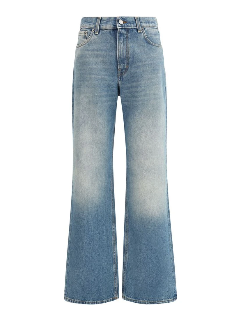 Light Blue Cotton Flared Jeans