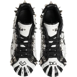Black White Studded Low Top Sneakers Shoes
