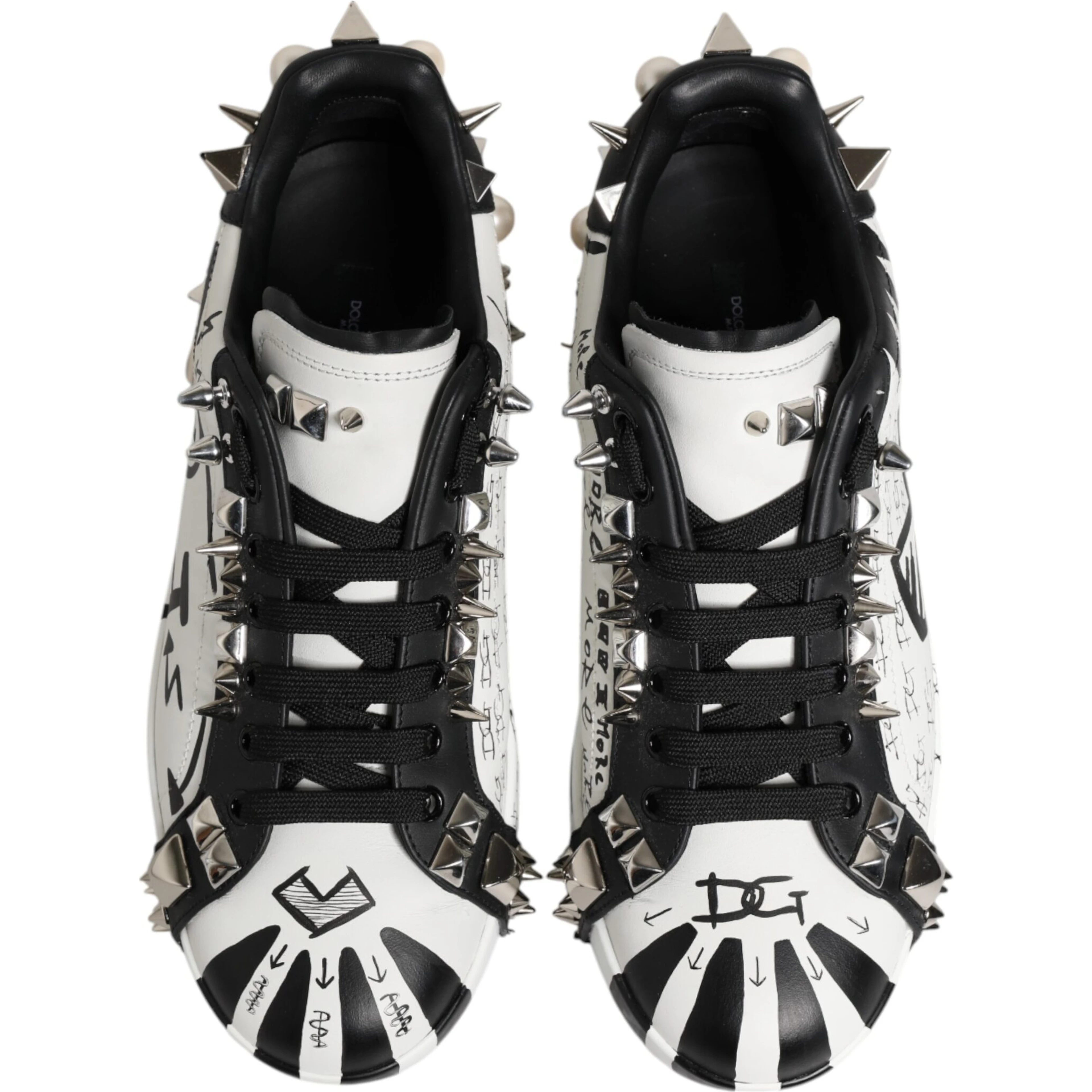 Black White Studded Low Top Sneakers Shoes