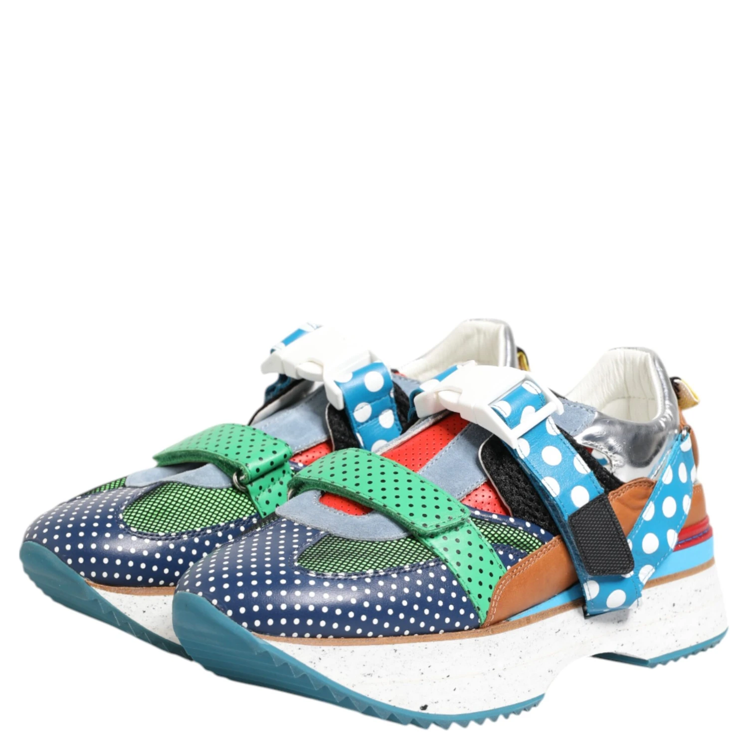 Multicolor Leather Low Top Sneakers Shoes