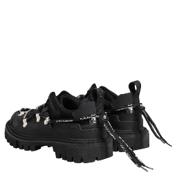 Black Low Top Lace Up Trekking Sneakers Shoes