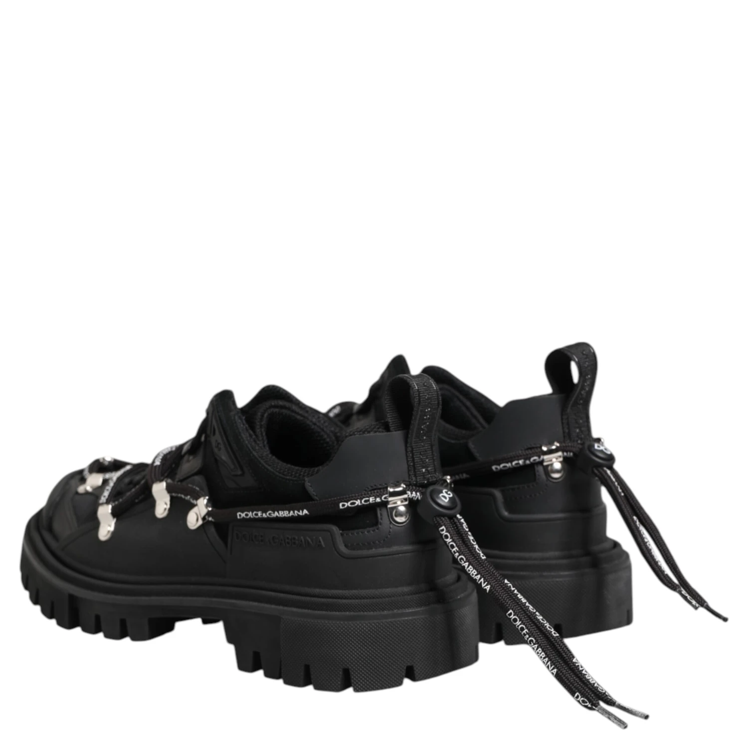 Black Low Top Lace Up Trekking Sneakers Shoes