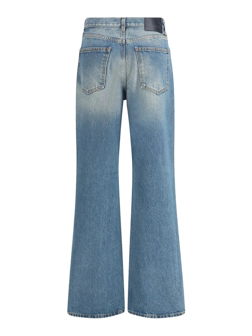 Light Blue Cotton Flared Jeans