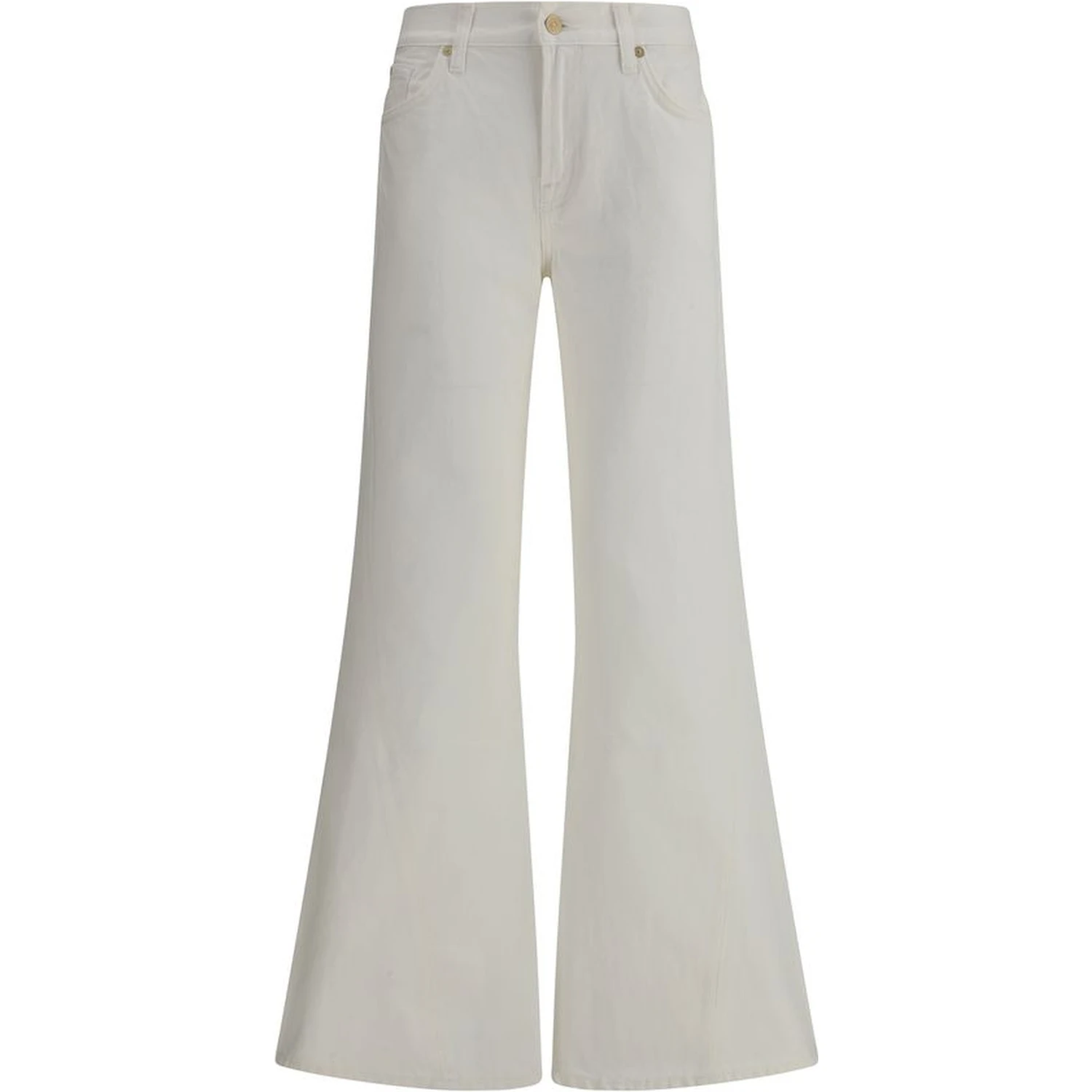 Cream Cotton Flared Jeans