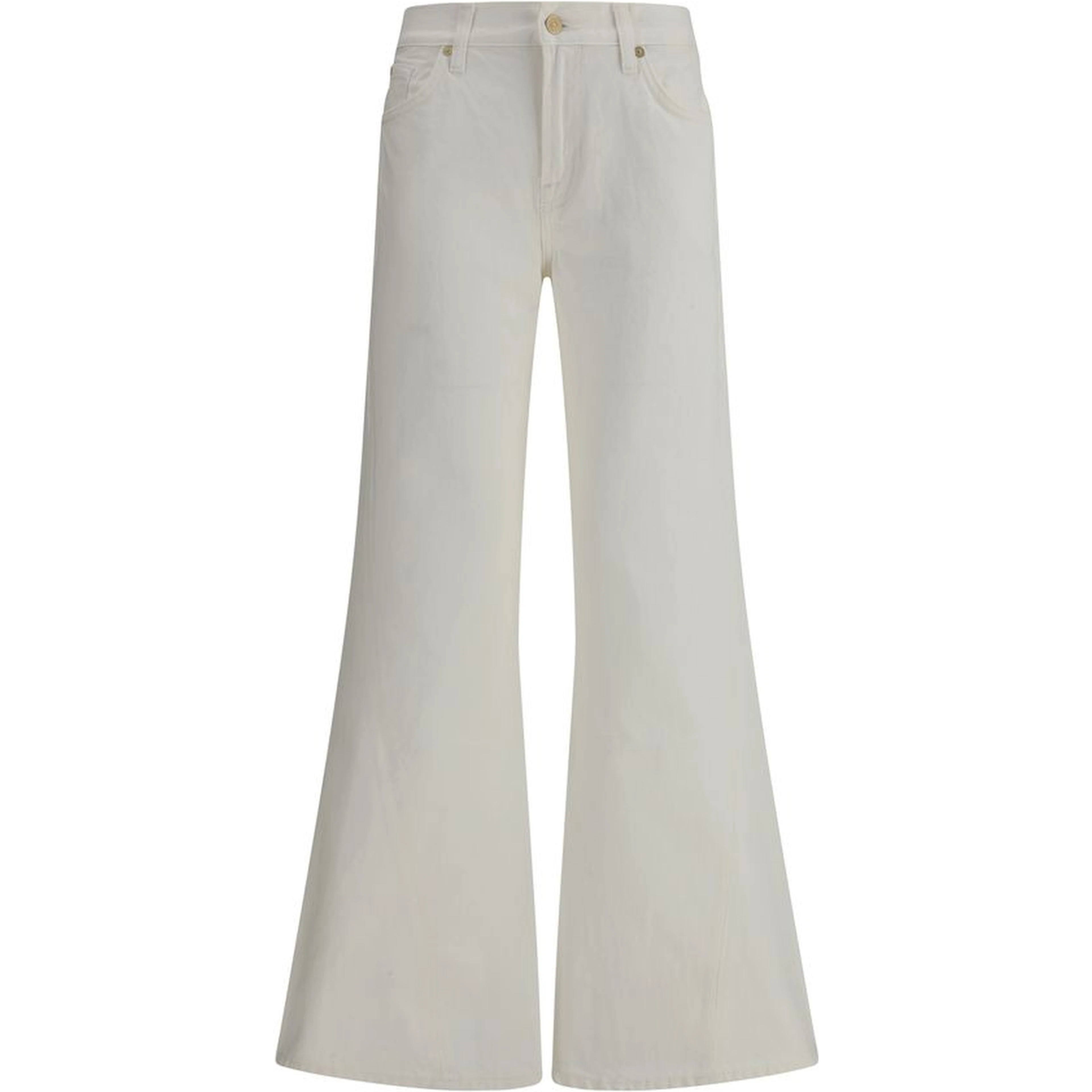 Cream Cotton Flared Jeans