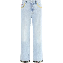 Light Blue Cotton Straight-Leg Jeans