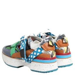 Multicolor Leather Low Top Sneakers Shoes