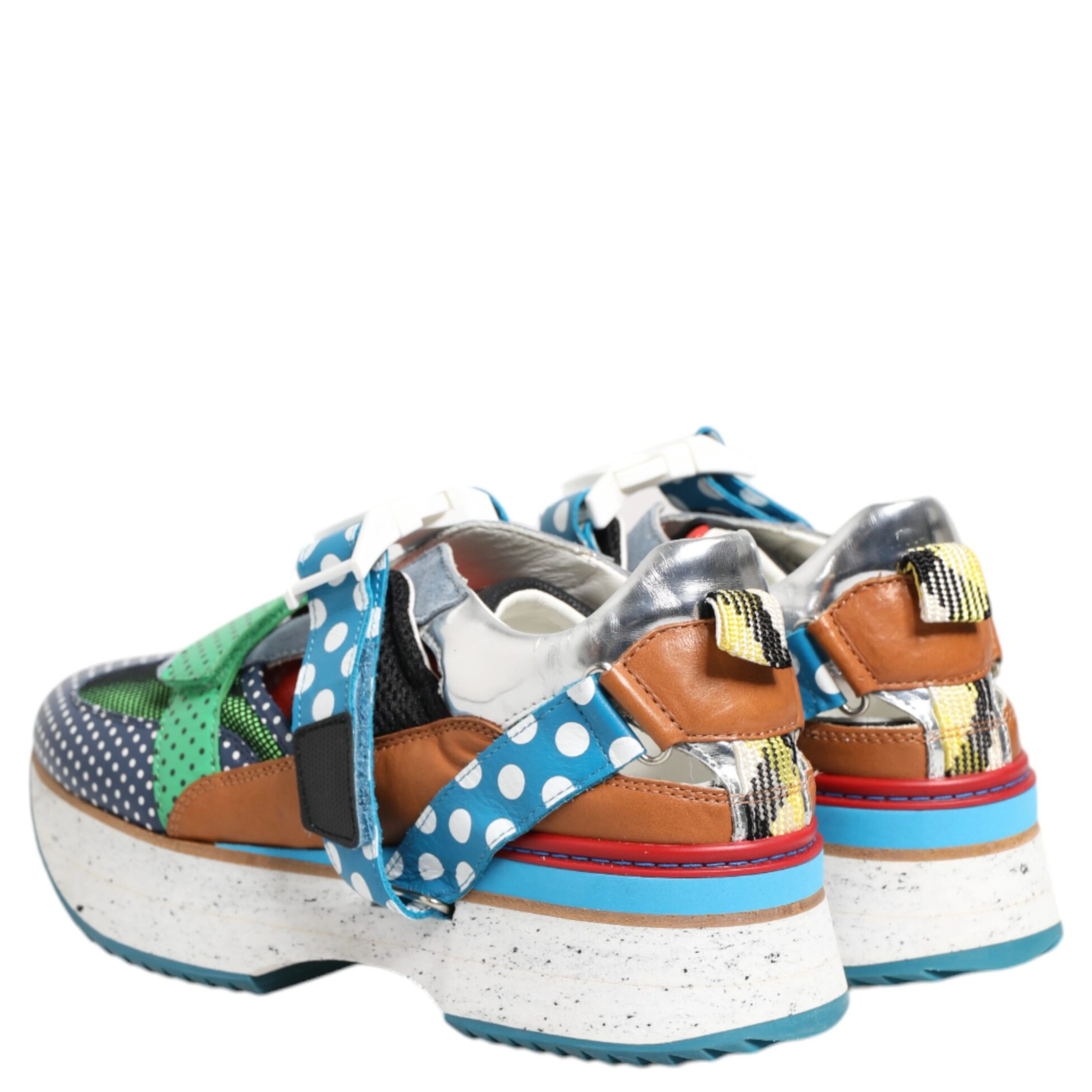 Multicolor Leather Low Top Sneakers Shoes