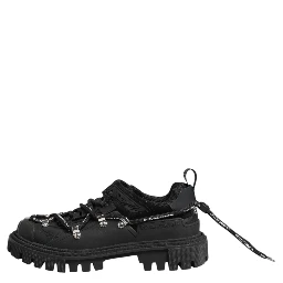 Black Low Top Lace Up Trekking Sneakers Shoes