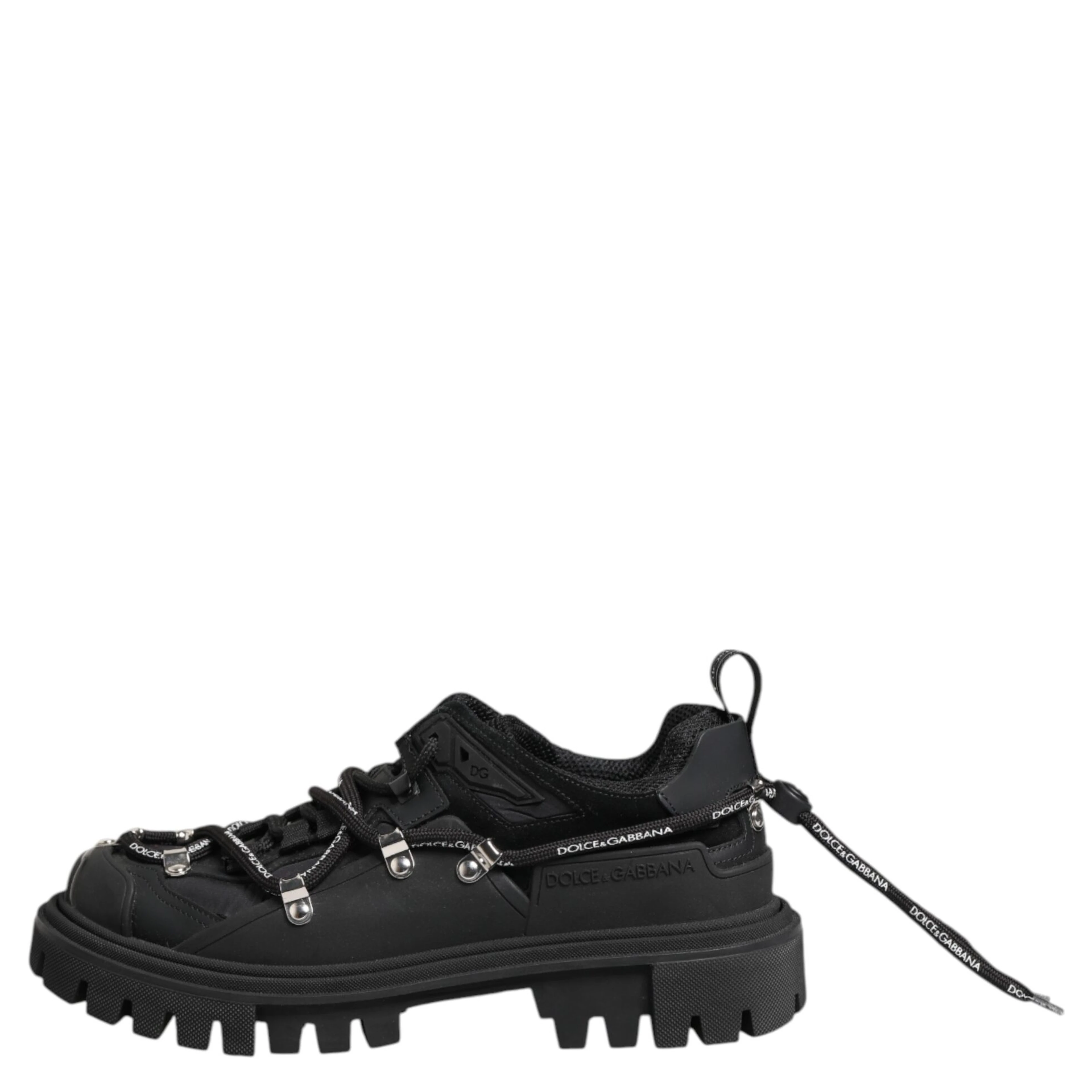 Black Low Top Lace Up Trekking Sneakers Shoes