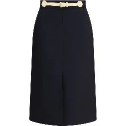 Black Fleece Wool Midi Skirt